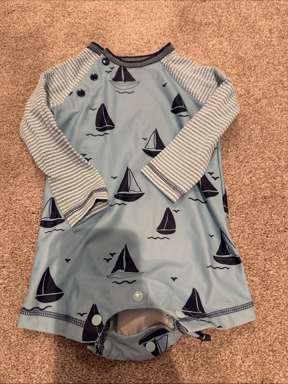 Mud Pie Light Blue Sailboat Long-Sleeve Rashguard